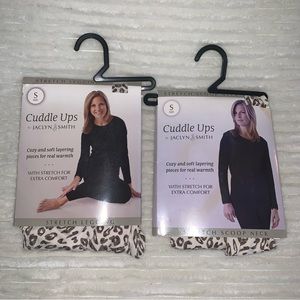 Women’s Small 4-6 JACLYN SMITH Cuddle Ups Leopard Stretch Scoop Neck Legging Set